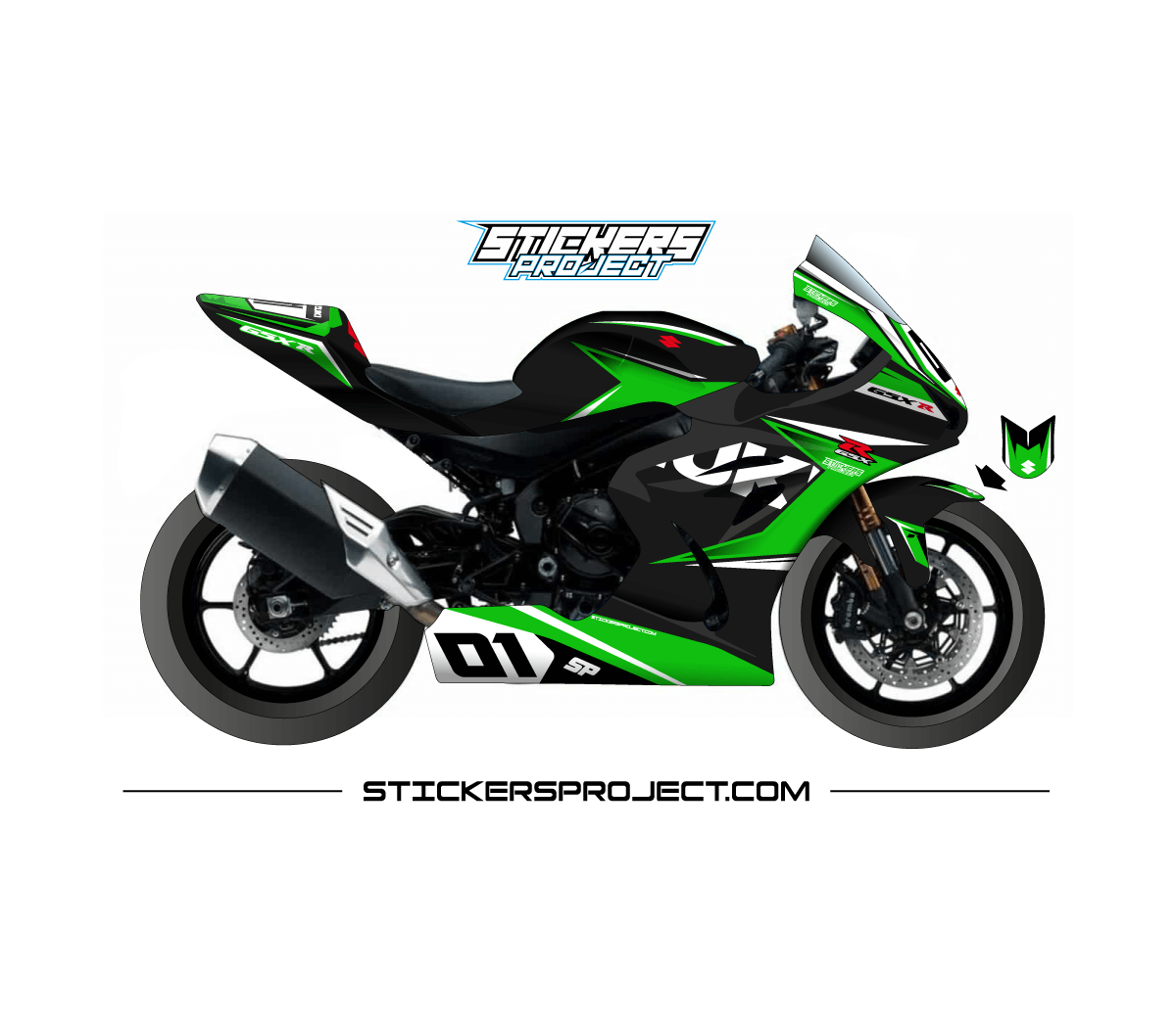 Kit déco GSXR 1000 (2017) - noir et vert Kit deco GSXR 1000